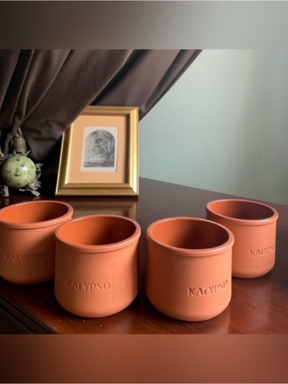 Lot of 4 Cermer Kalypso Glazed Mini Terracotta Pots